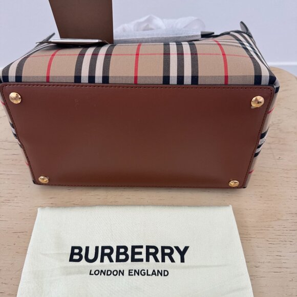 Burberry Small Vintage Check, Triple Stud Tote Bag, Archive Beige - Picture 6 of 14